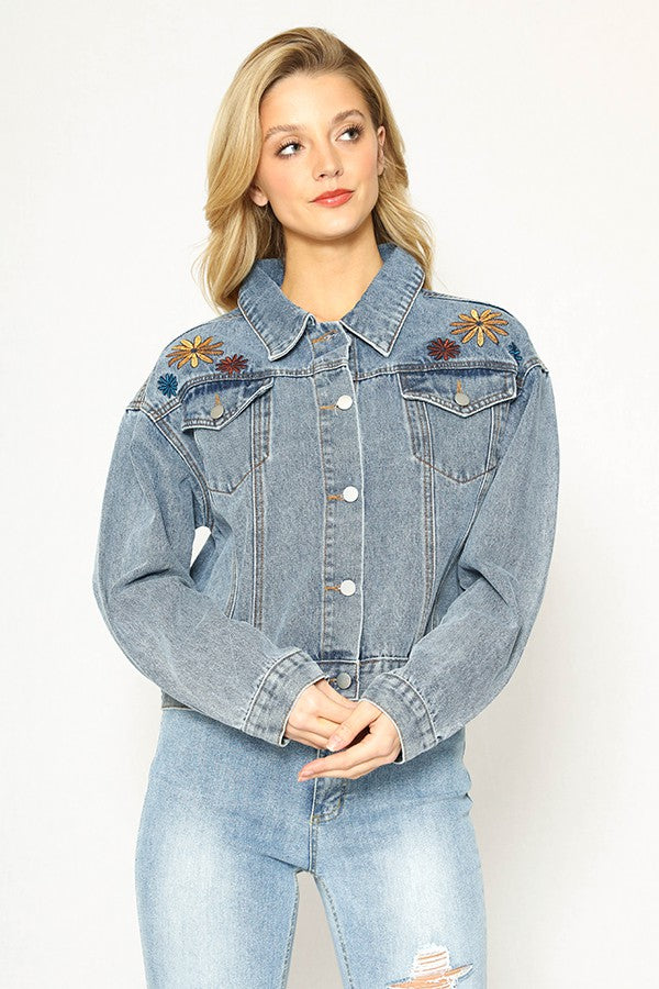 Flower Denim Jacket Miss Sparkling