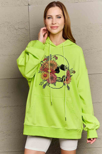 Floral skull graphic hoodie for effortless style and comfort