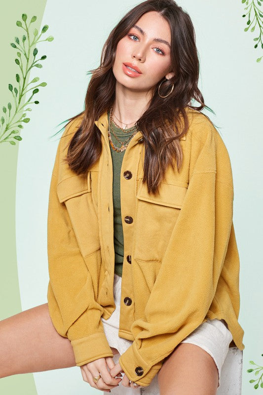 Oversized button-up jacket - lightweight, casual