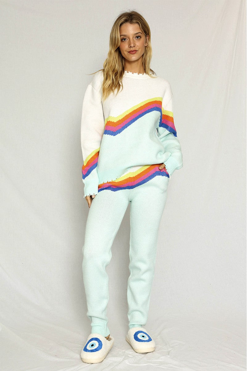 Retro stripe knit joggers Miss Sparkling