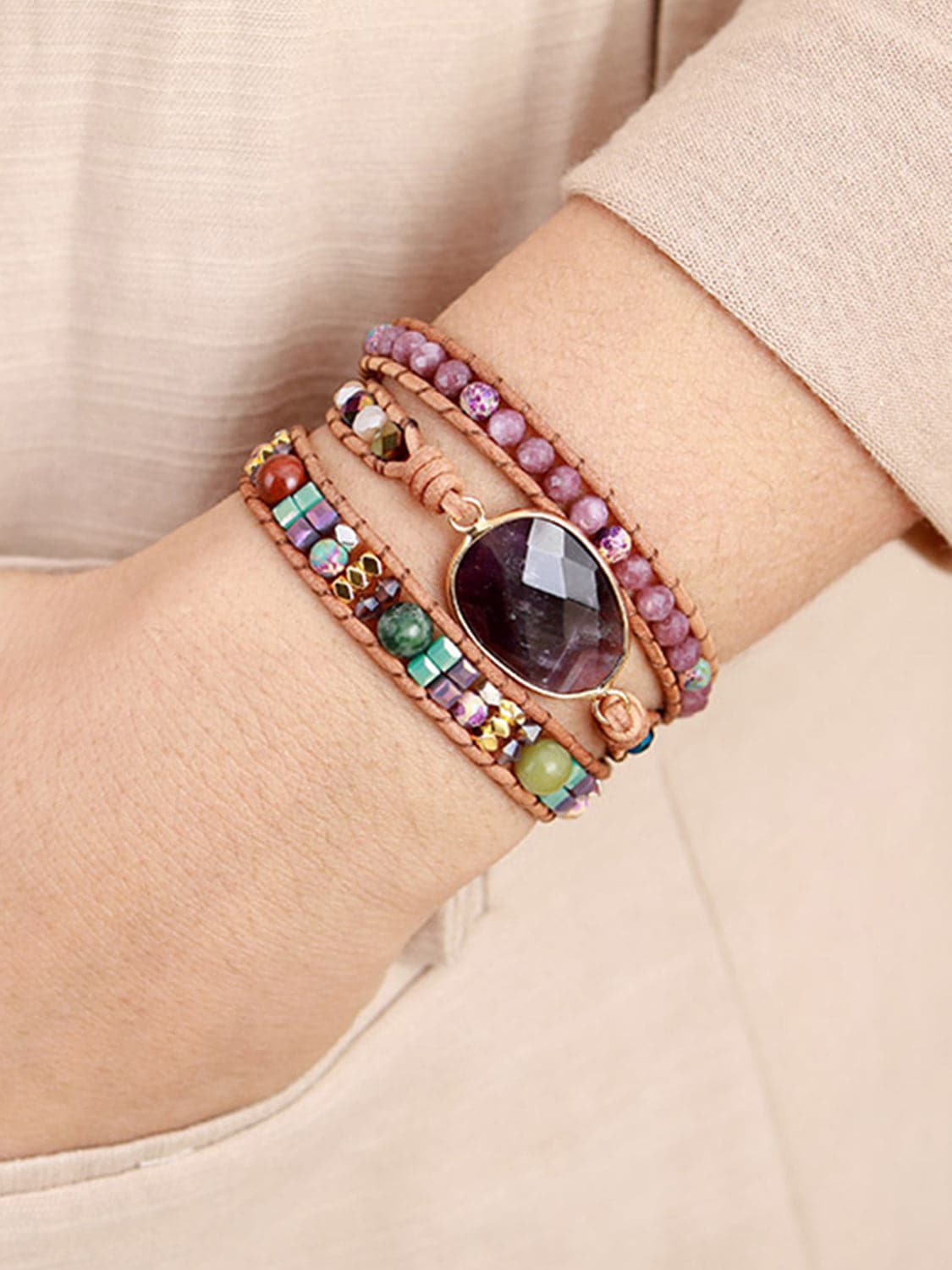 Triple-Layer Amethyst Bracelet.