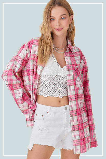 Plaid flannel shirt for women