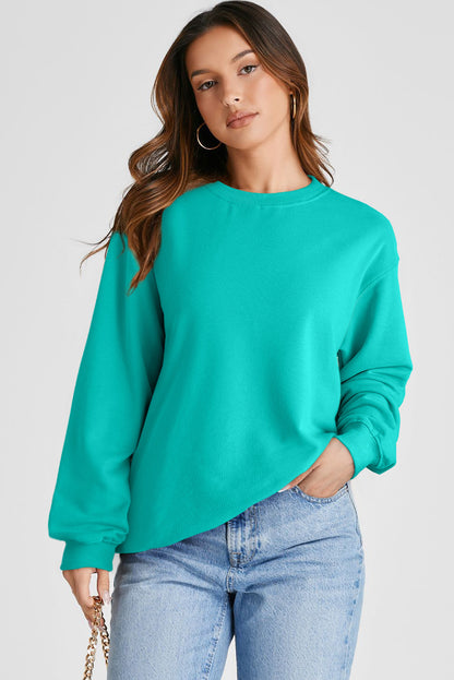 Aruba blue cozy drop shoulder pullover sweatshirt