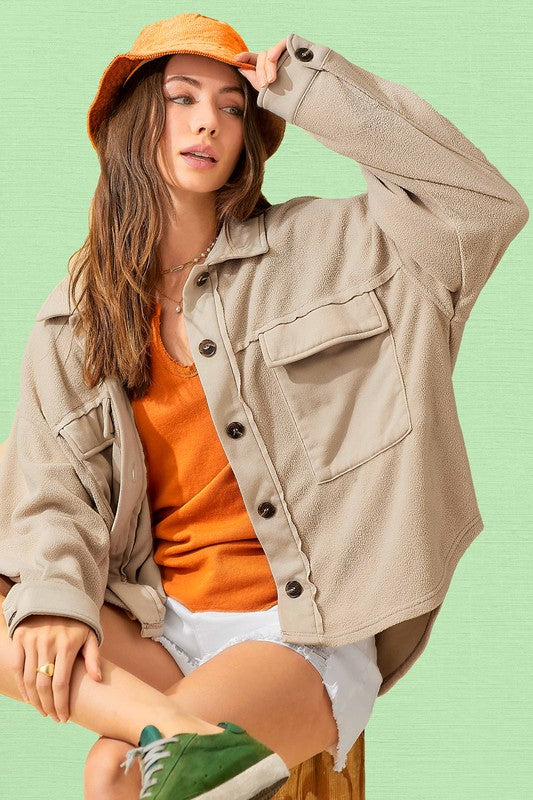 Oversized button-up jacket - lightweight, casual