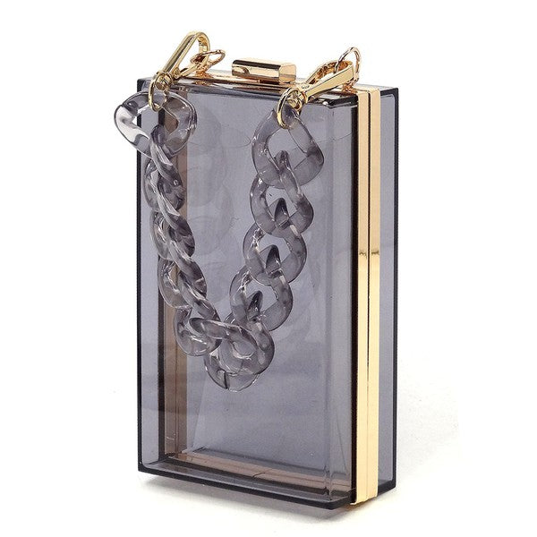 Acrylic Chain Handle See Thru Crossbody Clutch Coco’s Tee Boutique