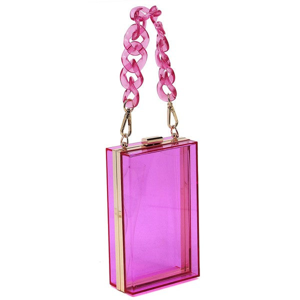 Acrylic Chain Handle See Thru Crossbody Clutch Coco’s Tee Boutique
