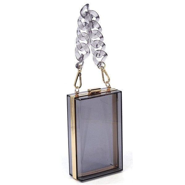 Acrylic Chain Handle See Thru Crossbody Clutch Coco’s Tee Boutique