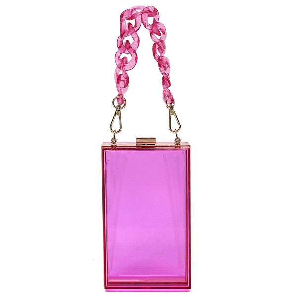 Acrylic Chain Handle See Thru Crossbody Clutch Coco’s Tee Boutique