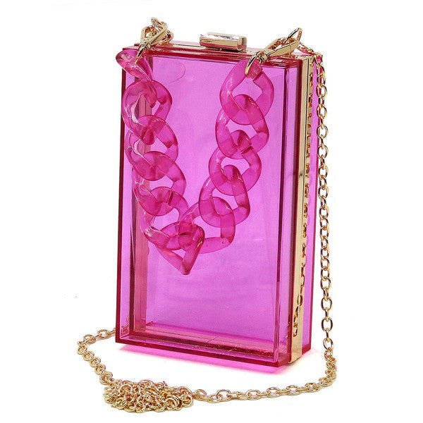 Acrylic Chain Handle See Thru Crossbody Clutch Coco’s Tee Boutique