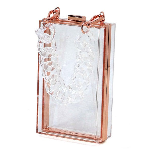 Acrylic Chain Handle See Thru Crossbody Clutch Coco’s Tee Boutique