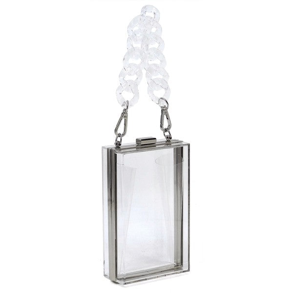 Acrylic Chain Handle See Thru Crossbody Clutch Coco’s Tee Boutique