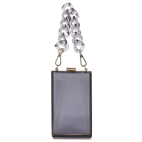 Acrylic Chain Handle See Thru Crossbody Clutch Coco’s Tee Boutique