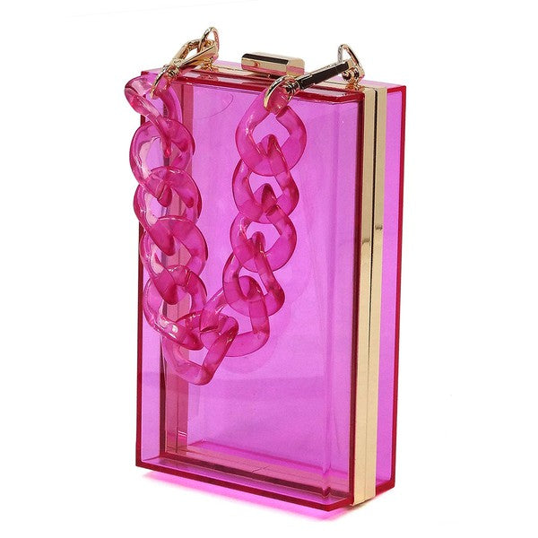 Acrylic Chain Handle See Thru Crossbody Clutch Coco’s Tee Boutique