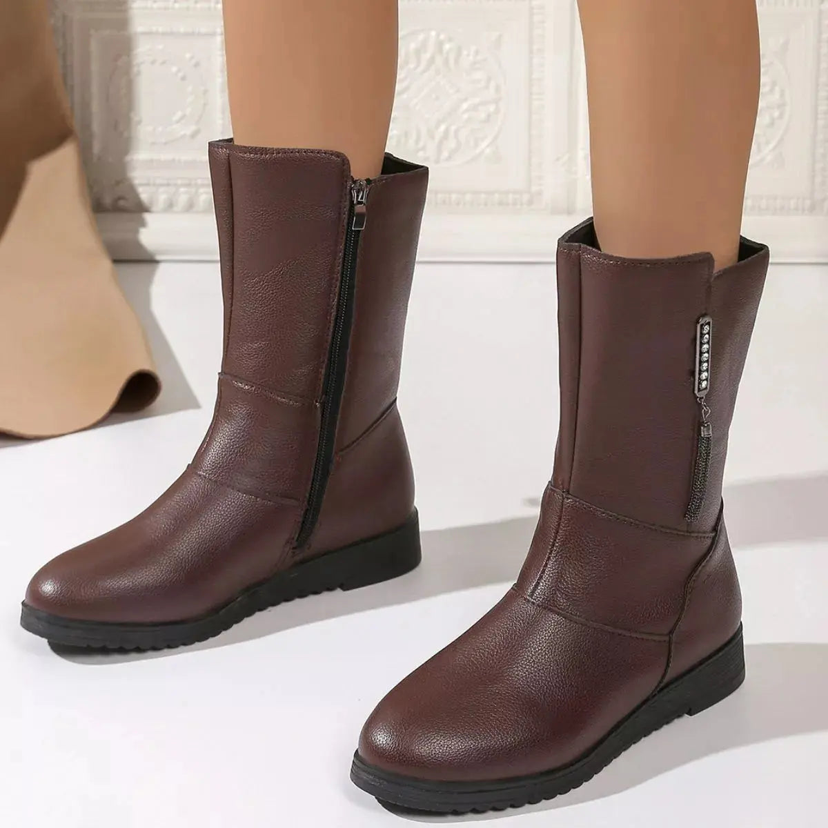Round Toe Side Zip Boots Simply Love