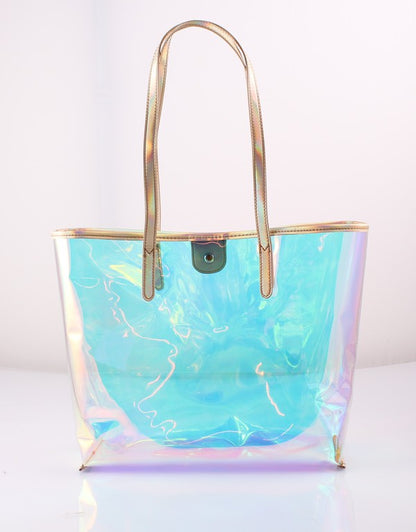 Holographic Dream Tote – High Quality Clear PVC Bag for Beach, Pool & Everyday Glam