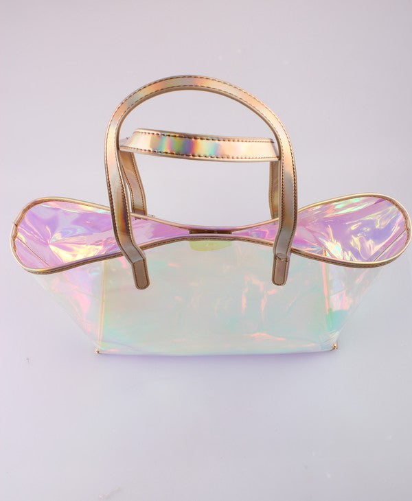 Holographic Dream Tote – High Quality Clear PVC Bag for Beach, Pool & Everyday Glam Coco’s Tee Boutique