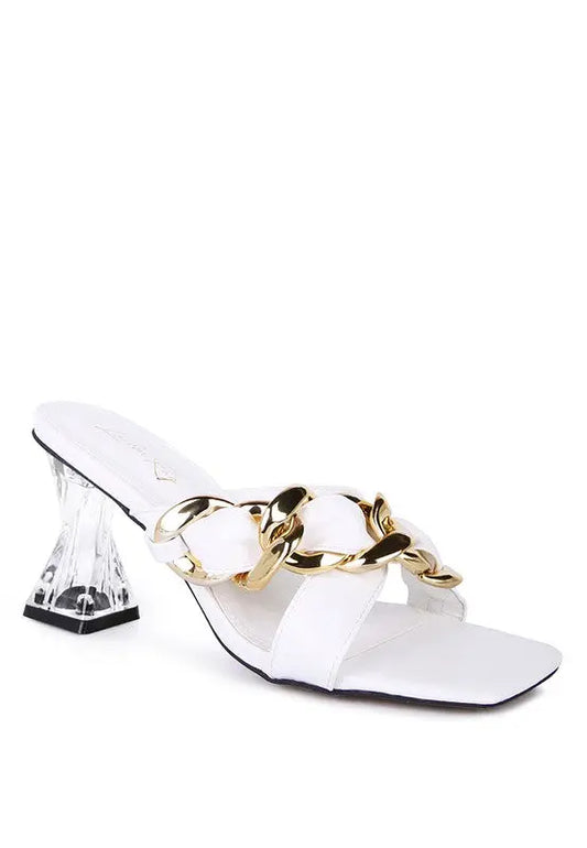 Day In London: Clear Heel Gold Chain Sandals Coco’s Tee Boutique