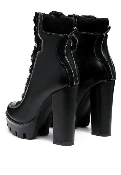 Chic lace-up biker boots with mesh panel