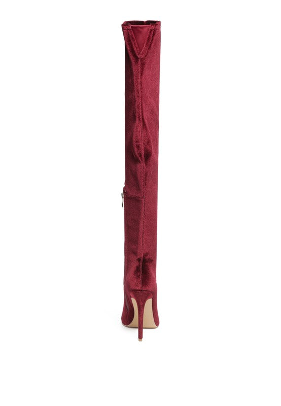 Velvet allure over-the-knee stiletto boots