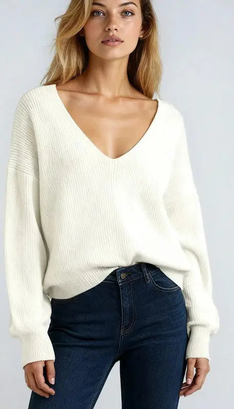 Ribbed V Neck Sweater For Layering And Everyday Warmth Miss Sparkling