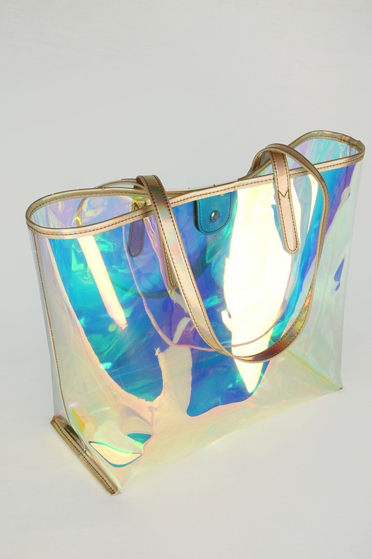 Holographic Dream Tote – High Quality Clear PVC Bag for Beach, Pool & Everyday Glam Coco’s Tee Boutique