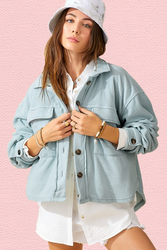 Effortless oversized button-up jacket