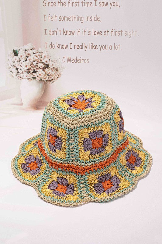 Packable crochet granny square bucket hat Coco’s Tee Boutique