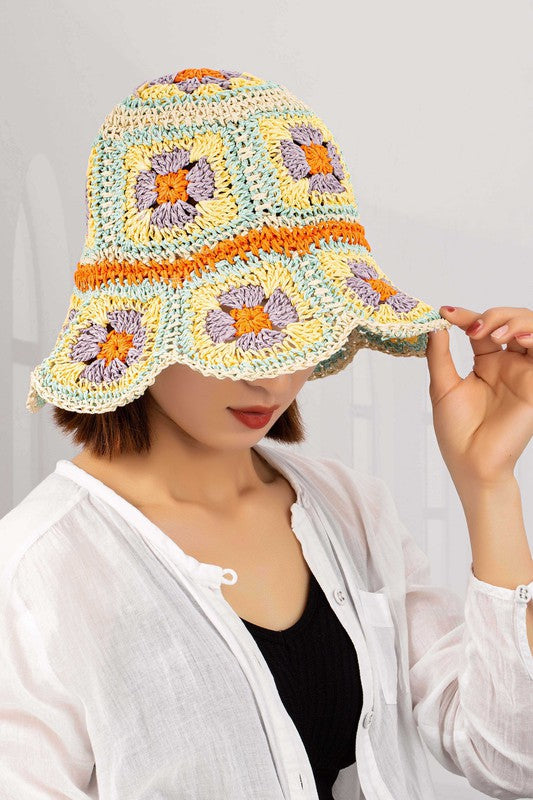 Packable crochet granny square bucket hat Coco’s Tee Boutique