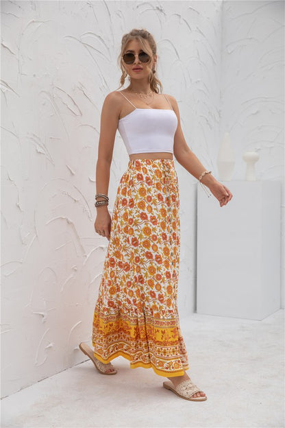 Womens floral print maxi skirt