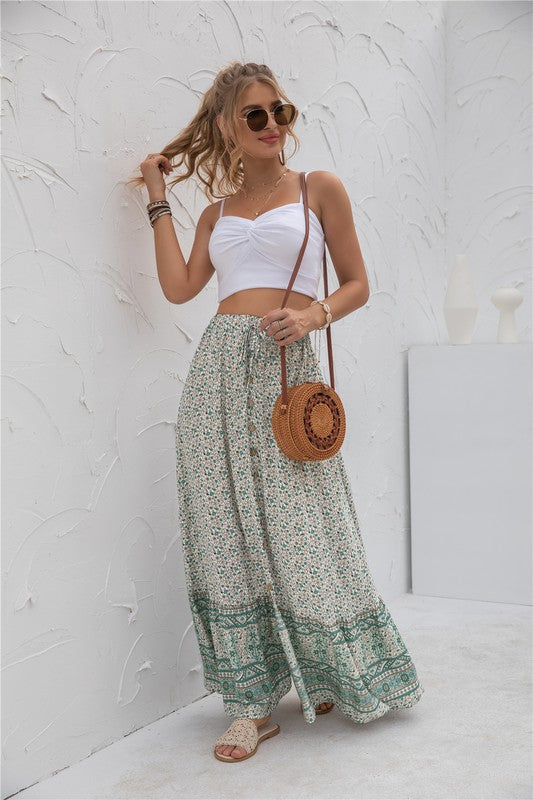 Womens floral print maxi skirt