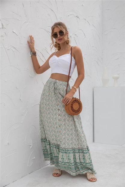 Womens floral print maxi skirt