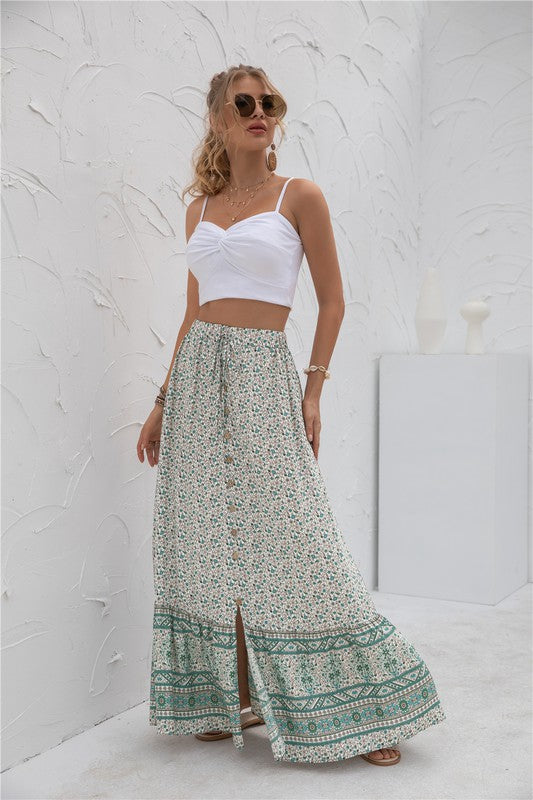 Womens floral print maxi skirt