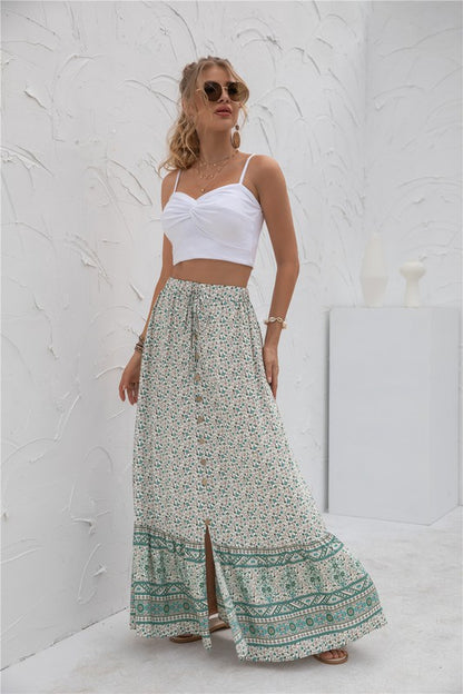 Womens floral print maxi skirt