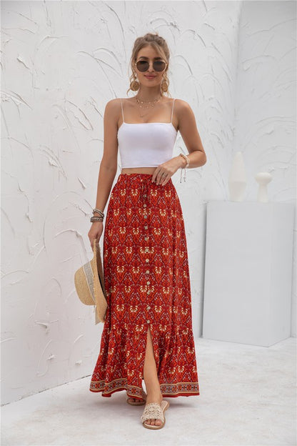 Womens floral print maxi skirt