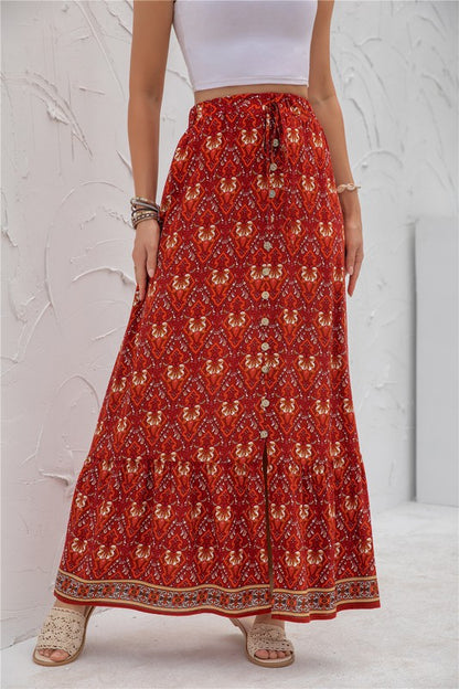 Womens floral print maxi skirt