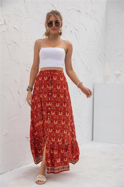 Womens floral print maxi skirt