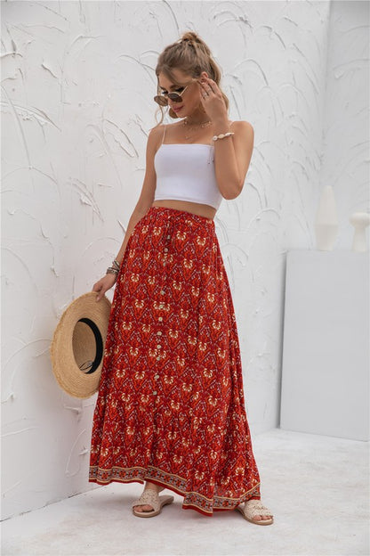 Womens floral print maxi skirt