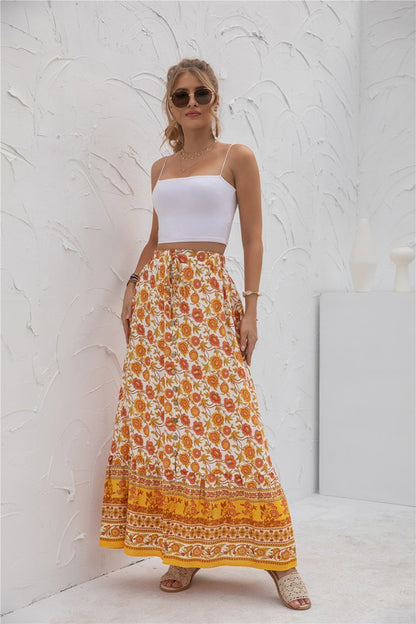 Womens floral print maxi skirt