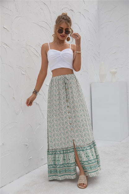 Womens floral print maxi skirt