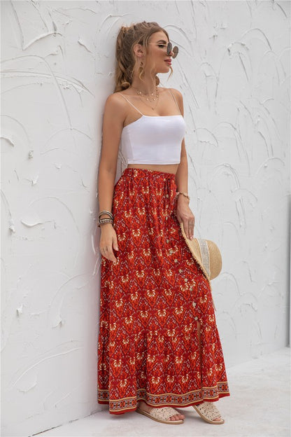 Womens floral print maxi skirt