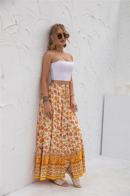 Womens floral print maxi skirt