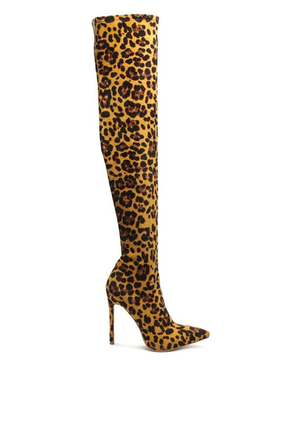 Chic croc leather over-the-knee boots