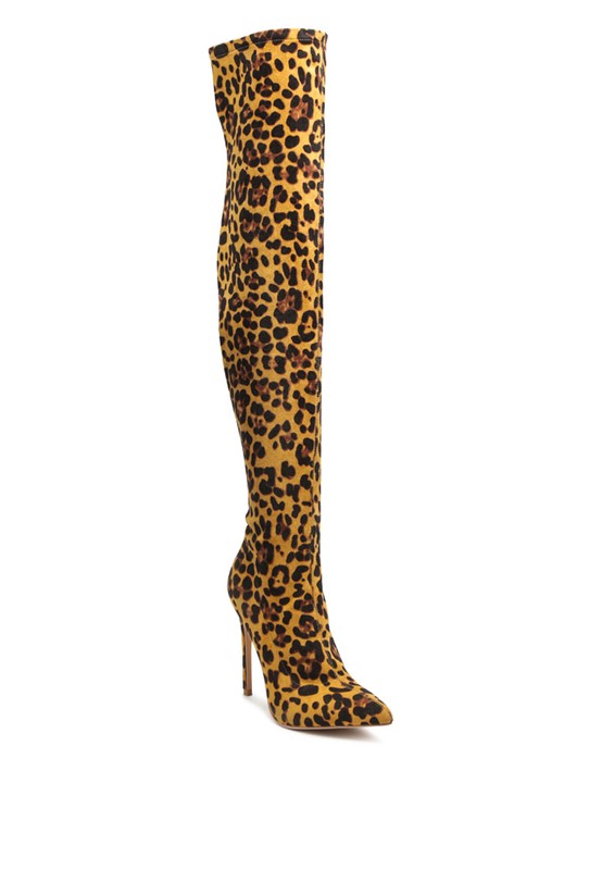 Chic croc leather over-the-knee boots