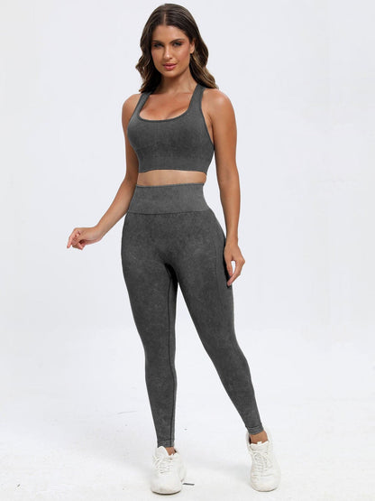 Scoop Neck Wide Strap Top and Pants Active Set.