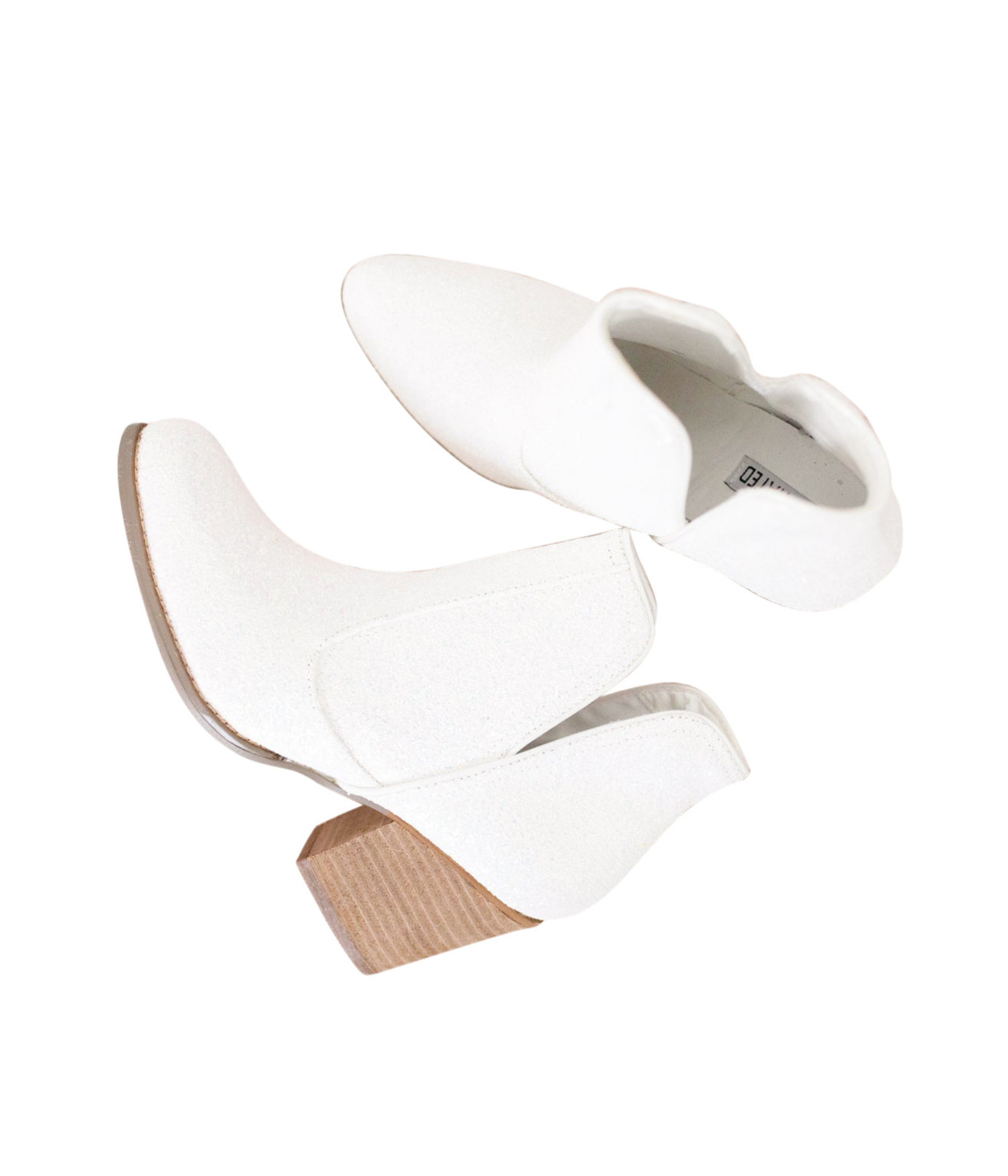 Fiera Glitter Booties White With 3 Inch Heel Party Ready Naughty Monkey