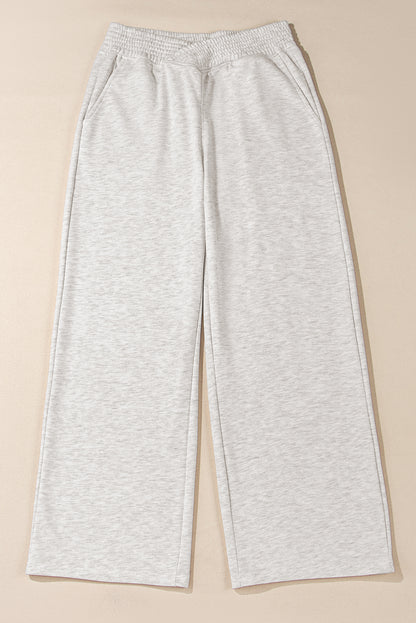 Light grey wide leg lounge pants with trendy cross waist design