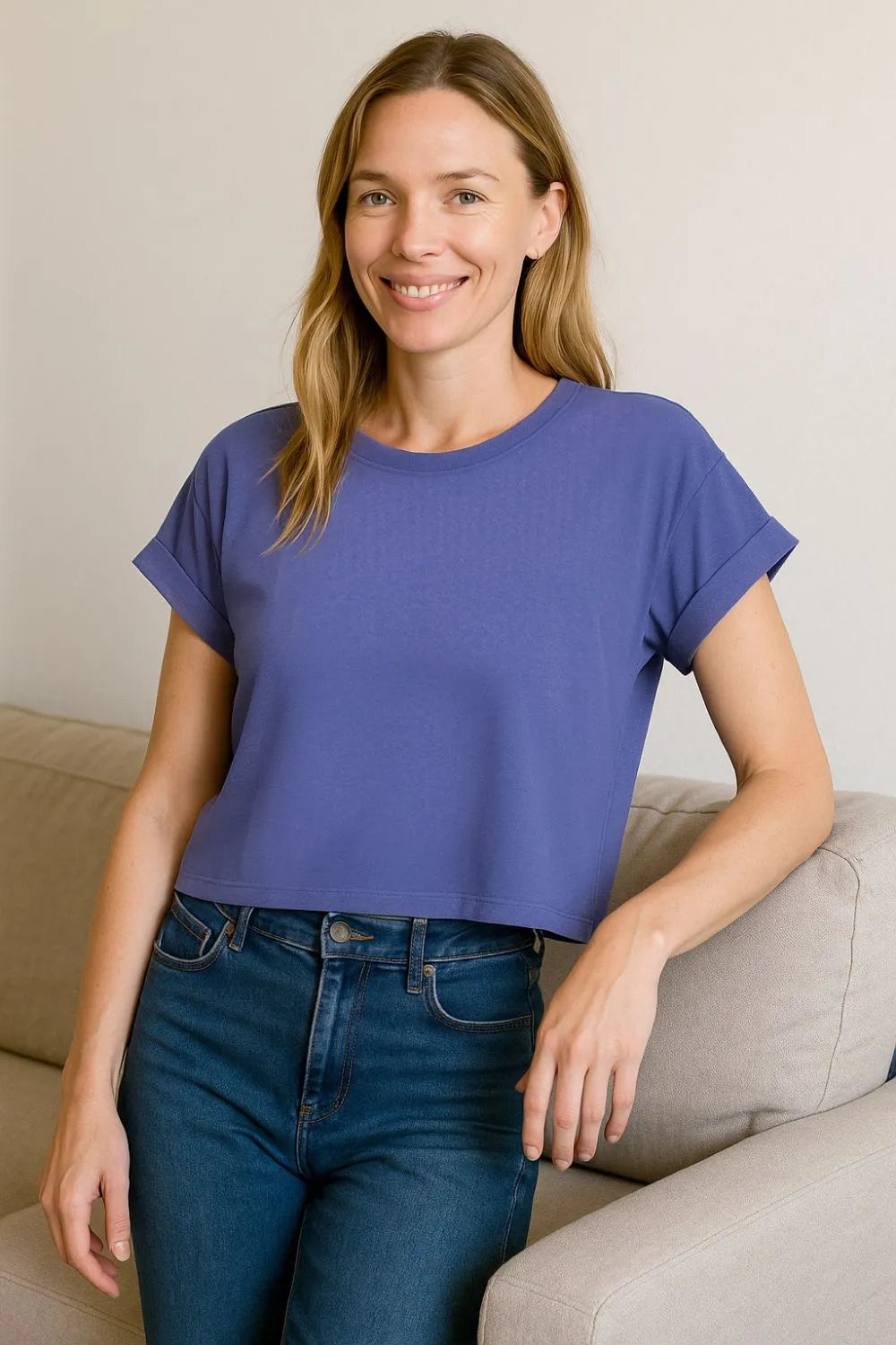 Zenana Cotton Folded Sleeve Top - Love Salve 