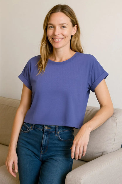 Zenana Cotton Folded Sleeve Top - Love Salve 