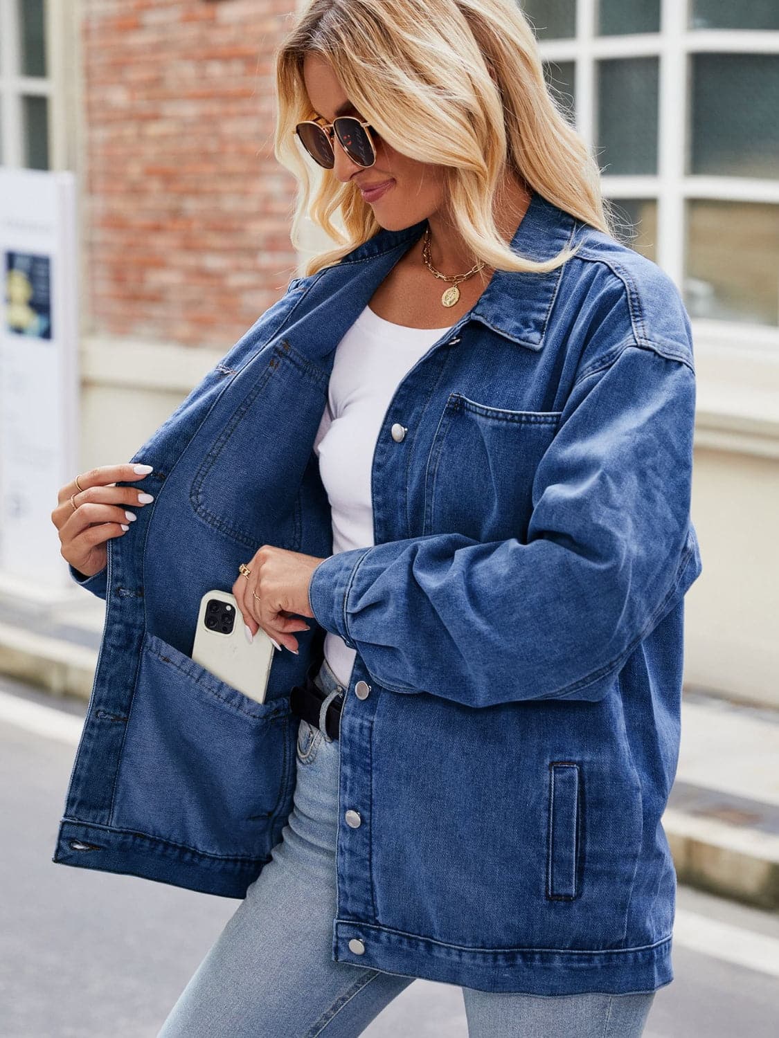 Button Up Denim Jacket with Pockets.