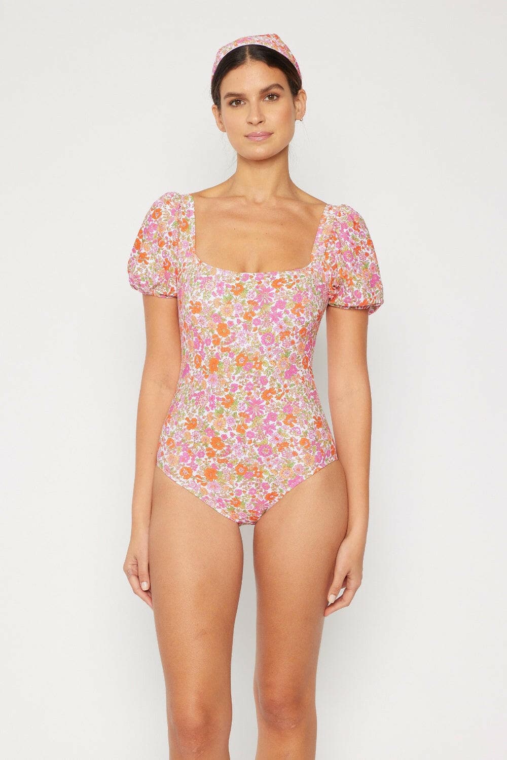 Marina West Swim Floral Puff Sleeve One-Piece.